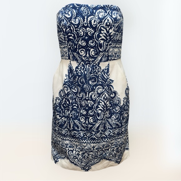 J. Crew Dresses & Skirts - J. Crew Collection Ella Porcelain Paisley Blue White Strapless Dress size 6